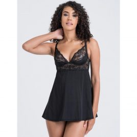 Lovehoney Lotus Black Sheer Embroidered Chemise Set