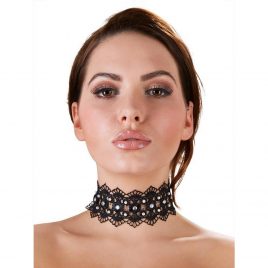 Cottelli Black Lace Rhinestone Choker