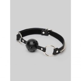 Ouch! Faux Leather Breathable Ball Gag With Diamond Studded Straps