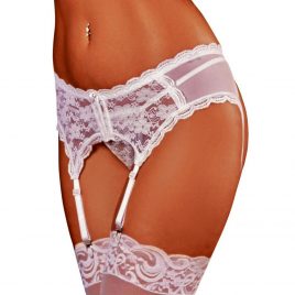Exposed Lace Garter Belt in White