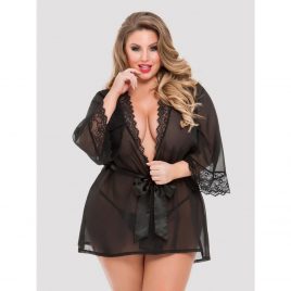 Lovehoney Plus Size Barely There Sheer Black Robe