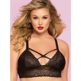 Seven 'til Midnight Plus Size Black Lace Longline Strappy Bralette