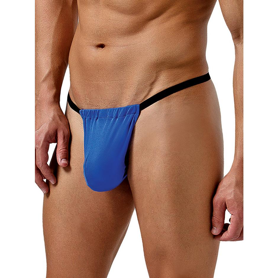 Male Power Blue Smooth Silk Posing Pouch