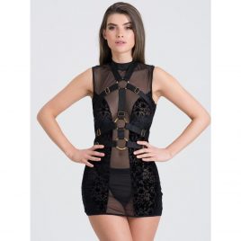 Fifty Shades of Grey Captivate Flocked Mesh Dress and Harness Set