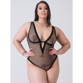 Lovehoney Plus Size Provocatease Black Fishnet Underwired Backless Teddy