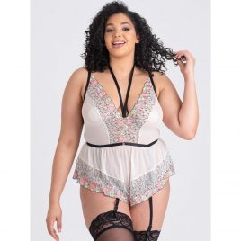 Lovehoney Plus Size Flora Ivory Embroidered Teddy
