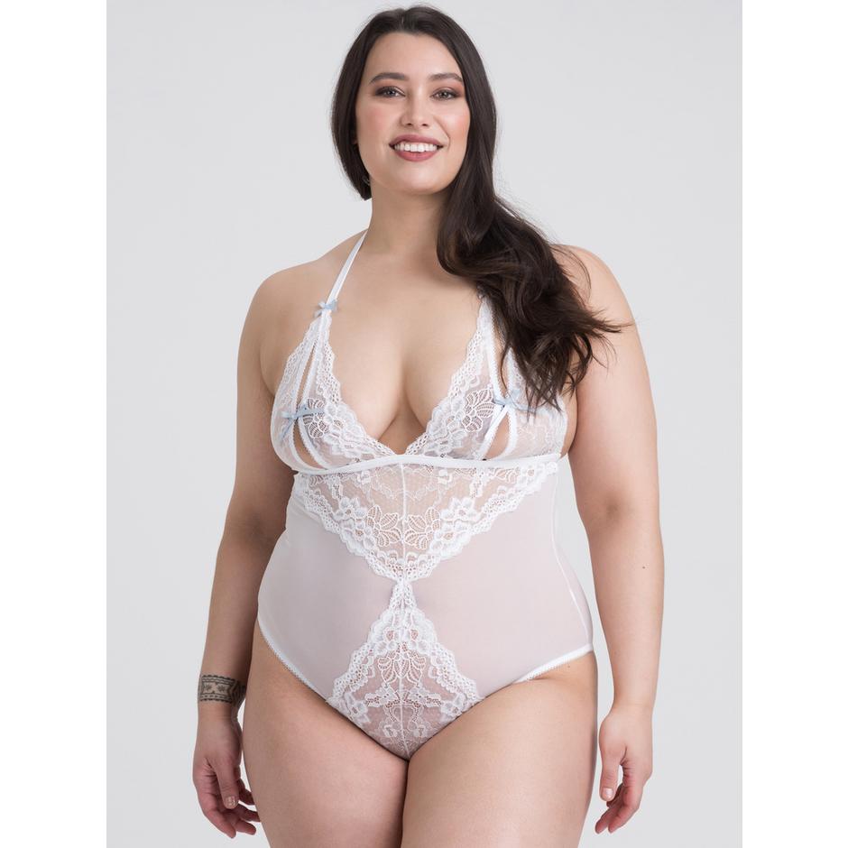 Lovehoney Plus Size Peek-a-Boo White Lace Teddy