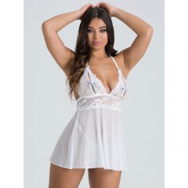 Lovehoney Peek-a-Boo White Lace Babydoll Set