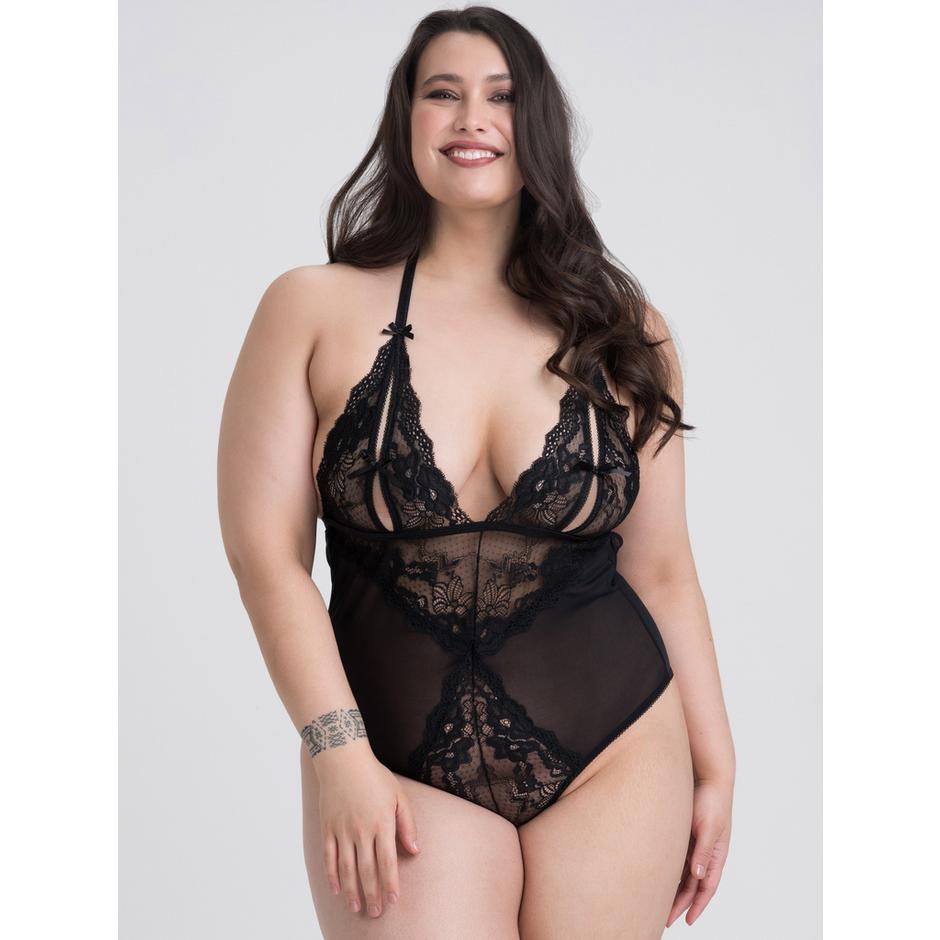 Lovehoney Plus Size Peek-a-Boo Black Lace Teddy