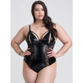 Lovehoney Plus Size Fierce Muse Wet Look Crotchless Teddy