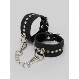 Ouch! Faux Leather Diamond Studded Wrist Cuffs