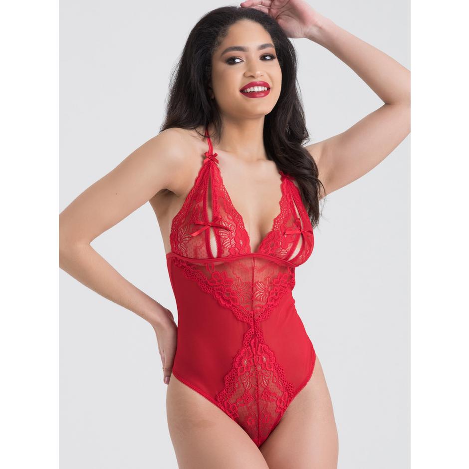 Lovehoney Peek-a-Boo Red Lace Teddy