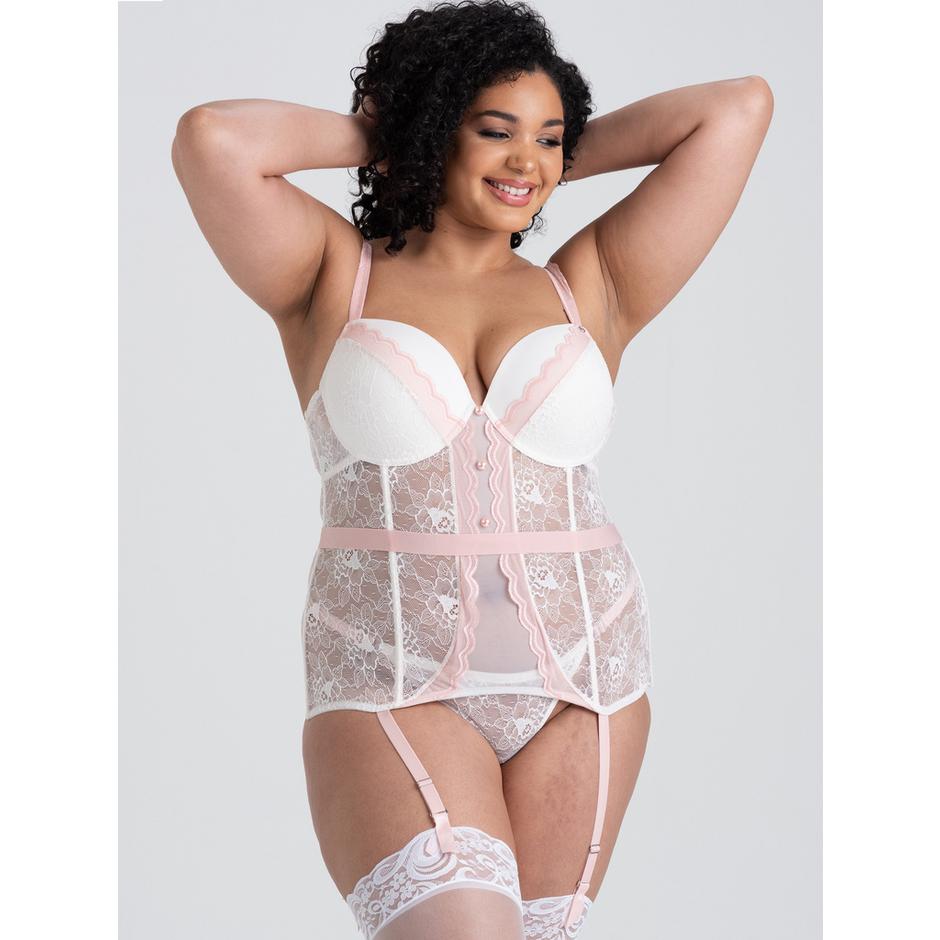 Lovehoney Plus Size Vintage Bliss Ivory Lace Open-Back Basque Set