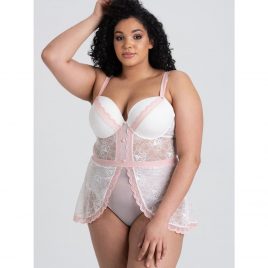 Lovehoney Plus Size Vintage Bliss Ivory Crotchless Open-Back Skirted Body