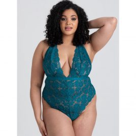 Lovehoney Plus Size Mindful Forest Green Recycled Lace Teddy