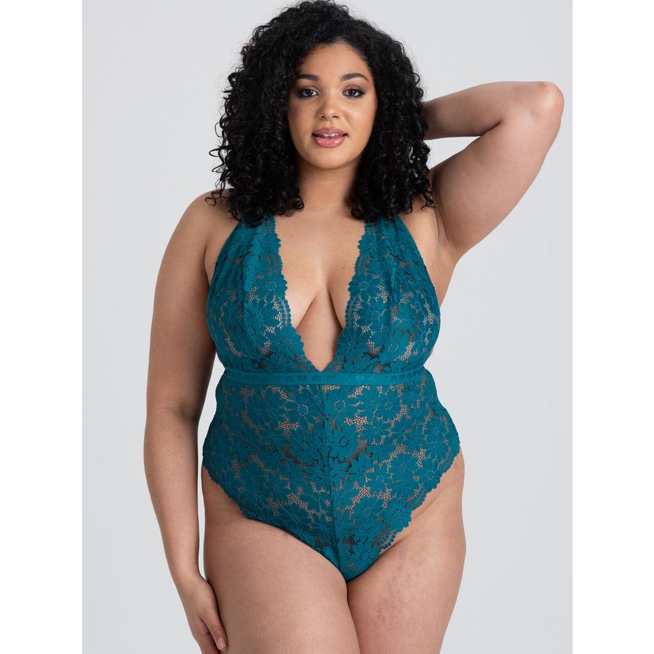 Lovehoney Plus Size Mindful Forest Green Recycled Lace Teddy