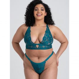 Lovehoney Plus Size Mindful Forest Green Recycled Lace Bra Set