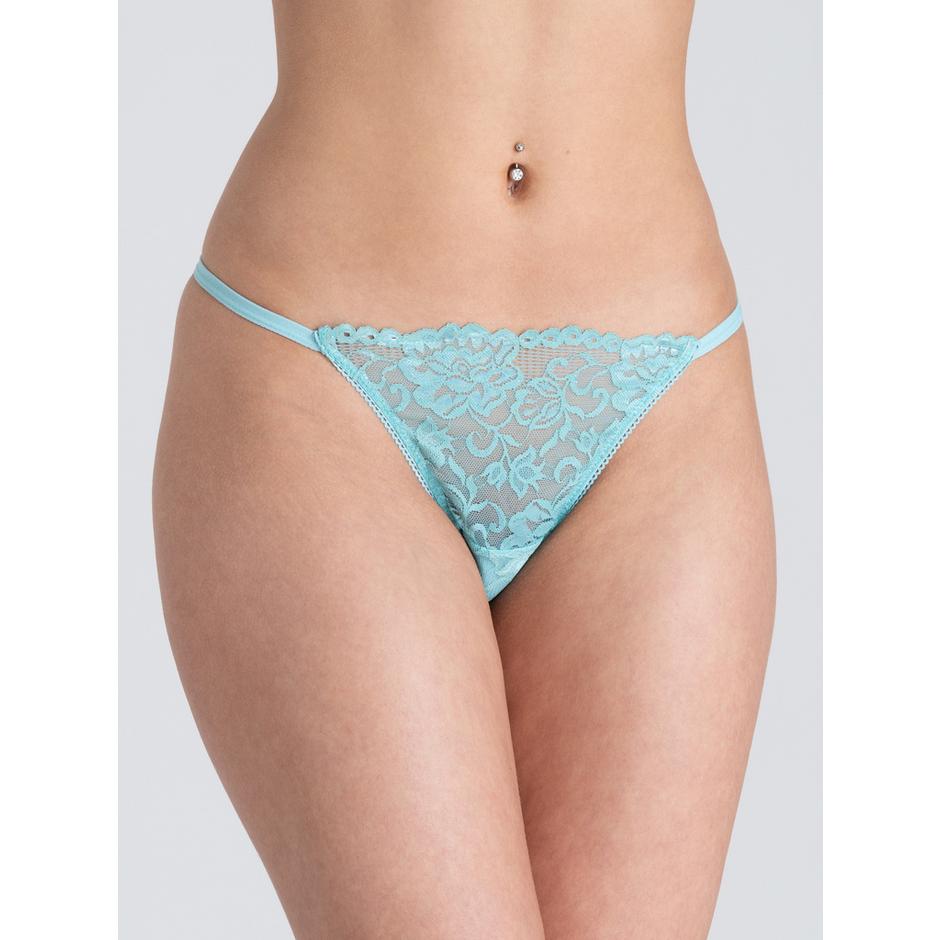 Lovehoney Flirty Soft Aqua Lace G-String