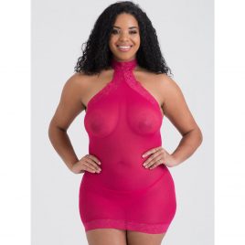 Lovehoney Plus Size Pink Halterneck Mini Dress