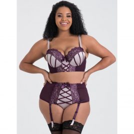 Lovehoney Plus Size Boudoir Belle Plum Push-Up Longline Bra Set