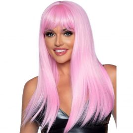 Leg Avenue Pink Straight Long Wig With Fringe