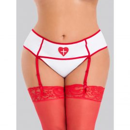 Lovehoney Fantasy Plus Size White Sexy Nurse Garter Thong