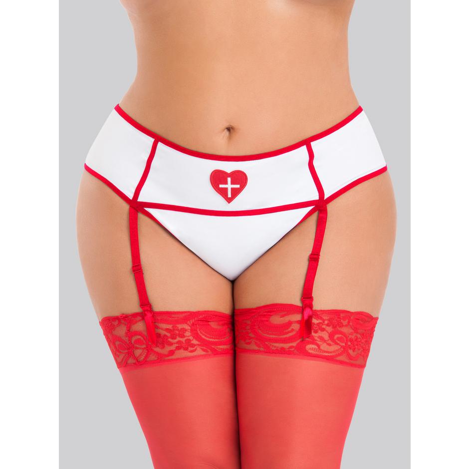 Lovehoney Fantasy Plus Size White Sexy Nurse Garter Thong