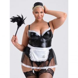 Lovehoney Fantasy Plus Size Deluxe Wet Look French Maid Costume