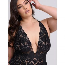 Lovehoney Plus Size Mindful Black Recycled Lace Teddy