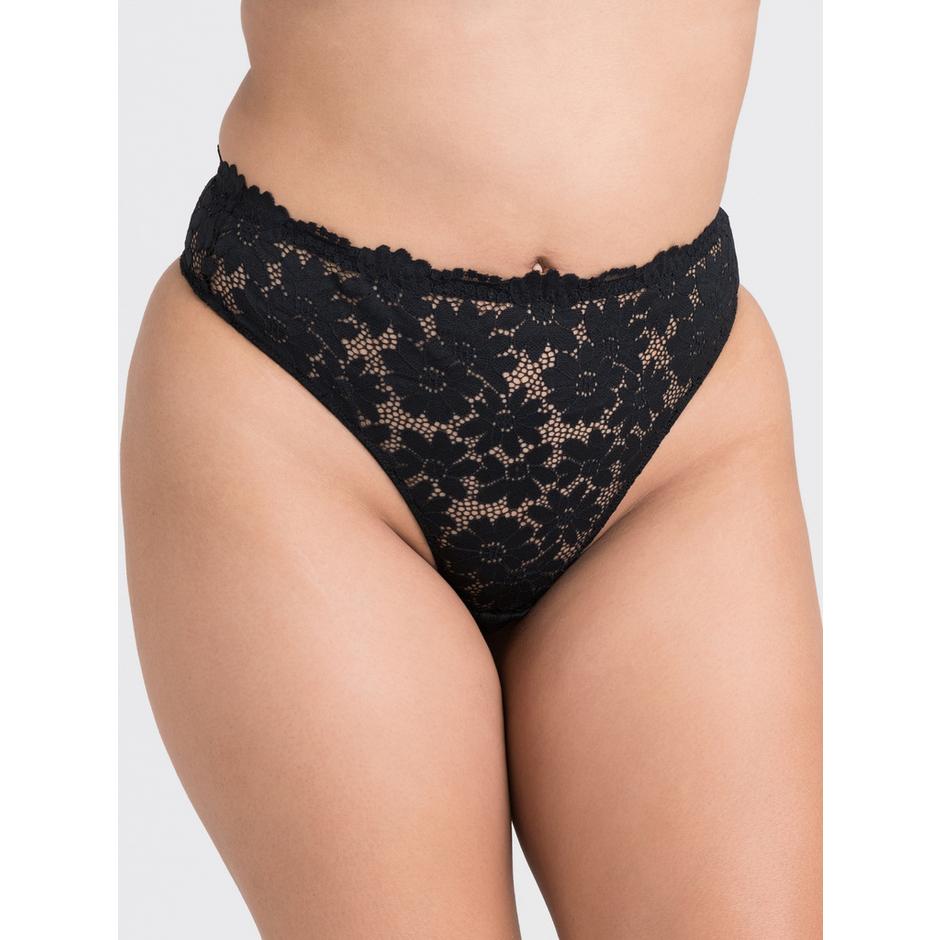 Lovehoney Mindful Black Recycled Lace High-Waisted Thong