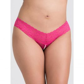 Lovehoney Pink Crotchless Pearl Thong