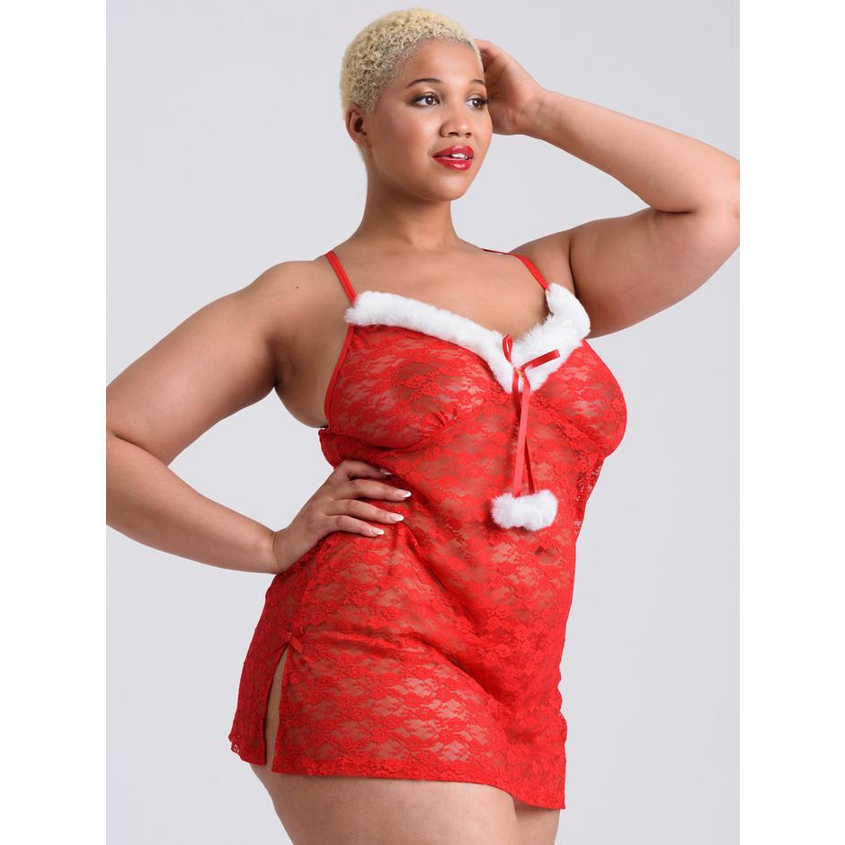 Lovehoney Fantasy Red Santa Lace Chemise Set