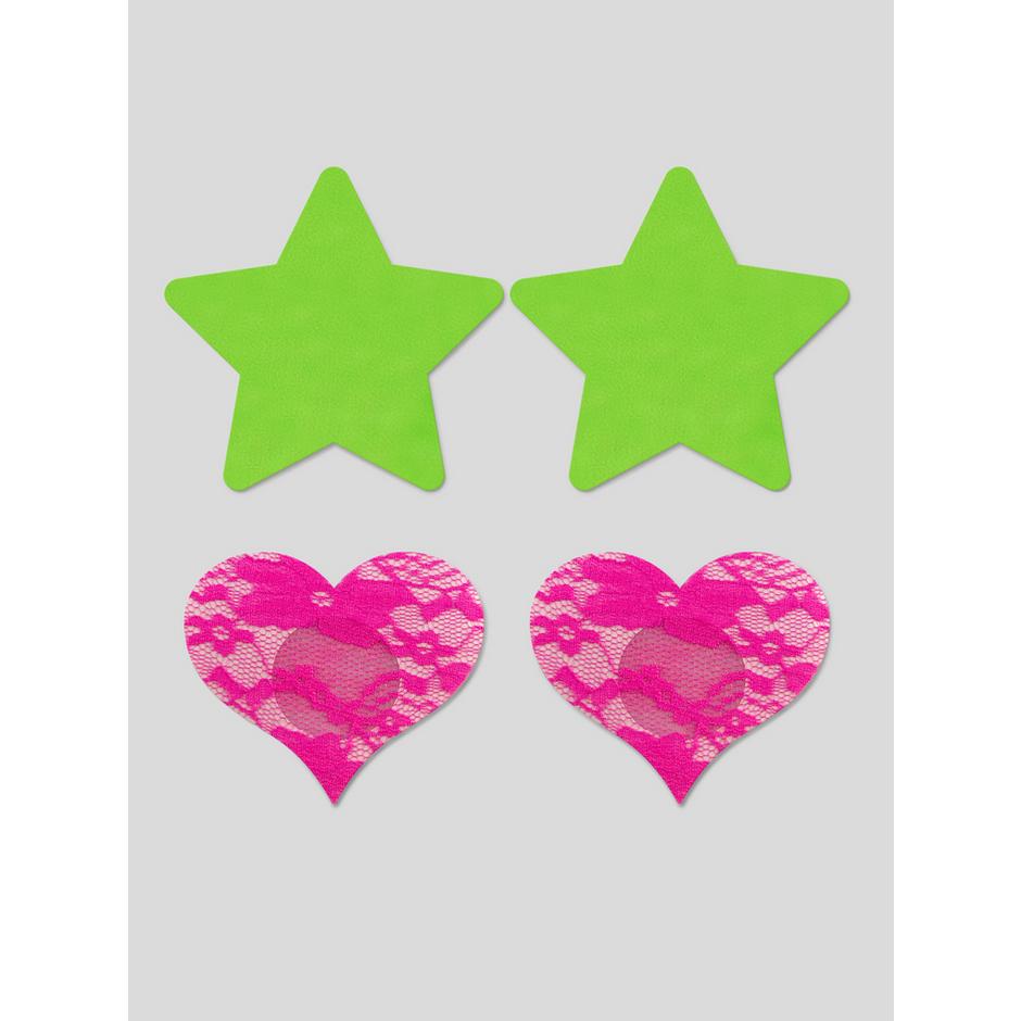 Fantasy Lingerie Neon Stars and Hearts Nipple Pasties