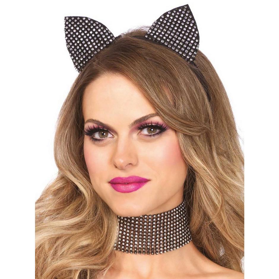 Leg Avenue Rhinestone Cat Ears and Choker Set