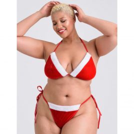 Lovehoney Fantasy Plus Size Santa Red Velvet Bikini Set