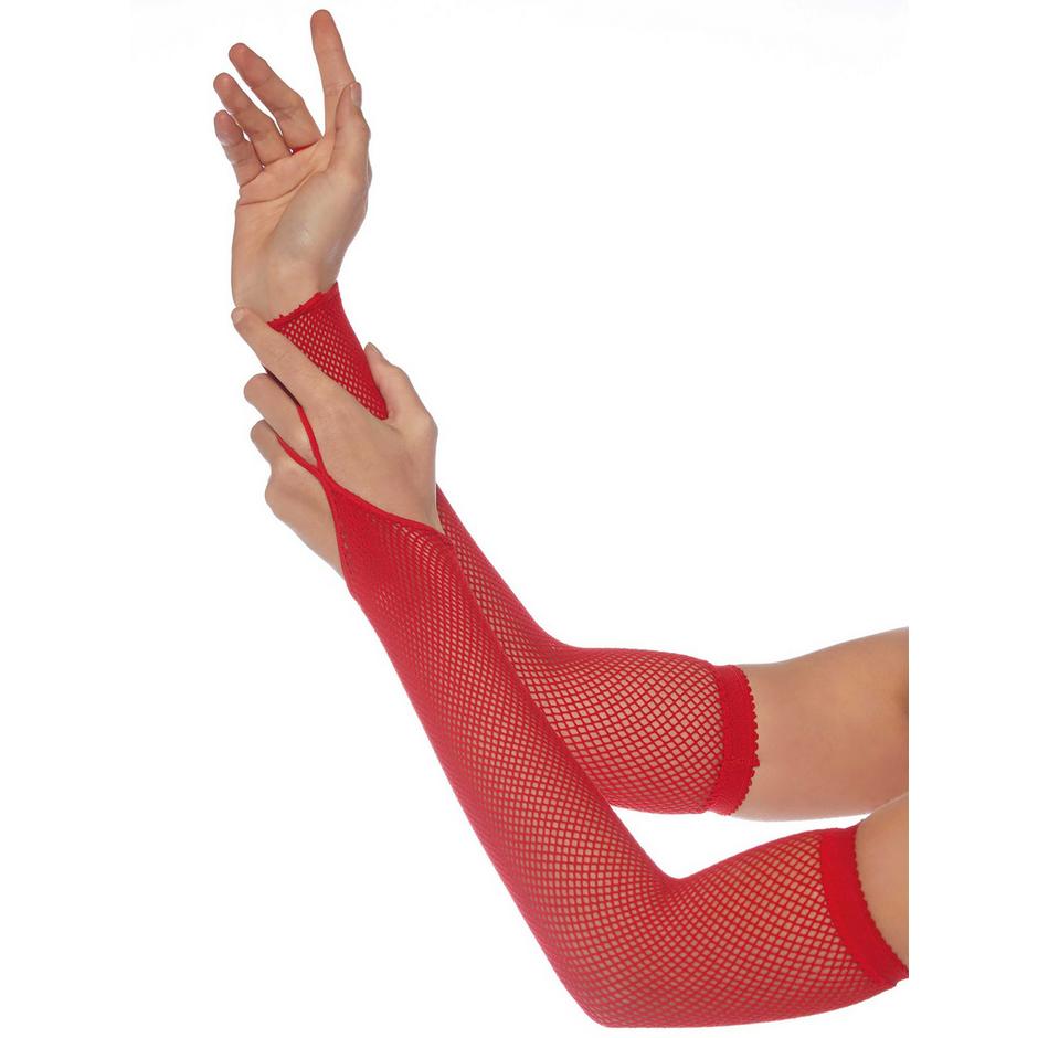 Leg Avenue Red Fishnet Fingerless Gloves