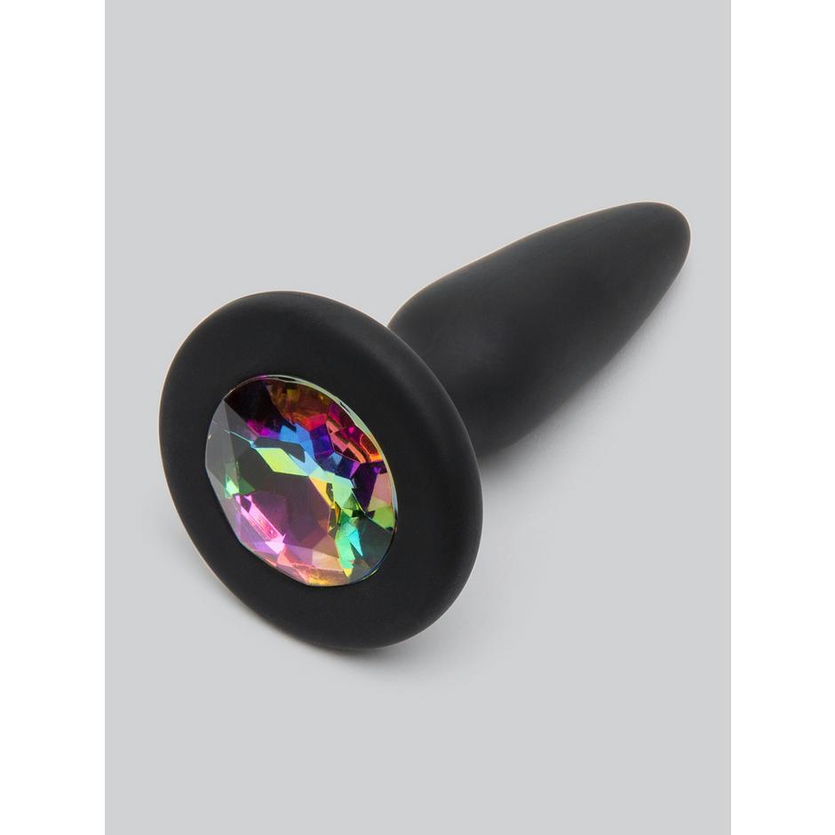 Glams Silicone Black Mini Butt Plug with Rainbow Crystal 3 Inch