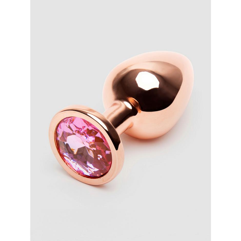 Rear Assets Medium Jeweled Rose Gold Aluminum Butt Plug 2.5 Inch