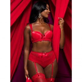 Lovehoney Moonlight Desire Red Satin Crotchless Bra Set