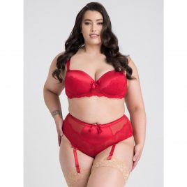 Lovehoney Plus Size Moonlight Desire Red Satin Bra Set