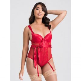 Lovehoney Moonlight Desire Red Satin Crotchless Teddy