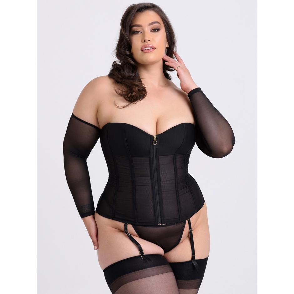 Lovehoney Plus Size Secret Silhouette Black Steel-Boned Long Sleeve Corset