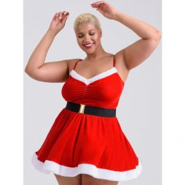 Lovehoney Fantasy Plus Size Santa Flirty Red Velvet Dress
