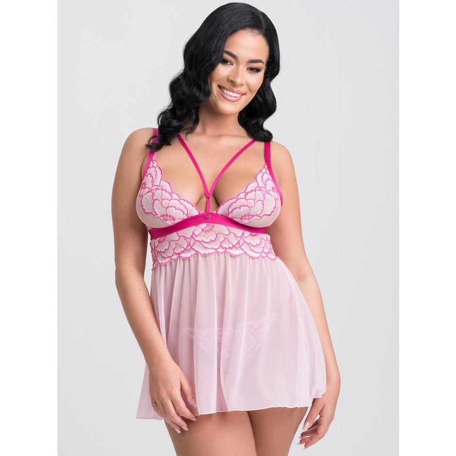 Lovehoney Tiger Lily Pink Lace Babydoll Set