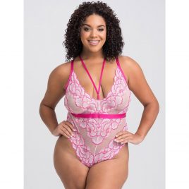 Lovehoney Plus Size Tiger Lily Pink Lace Teddy