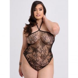 Lovehoney Plus Size Treasure Chest Black Lace Crotchless Teddy