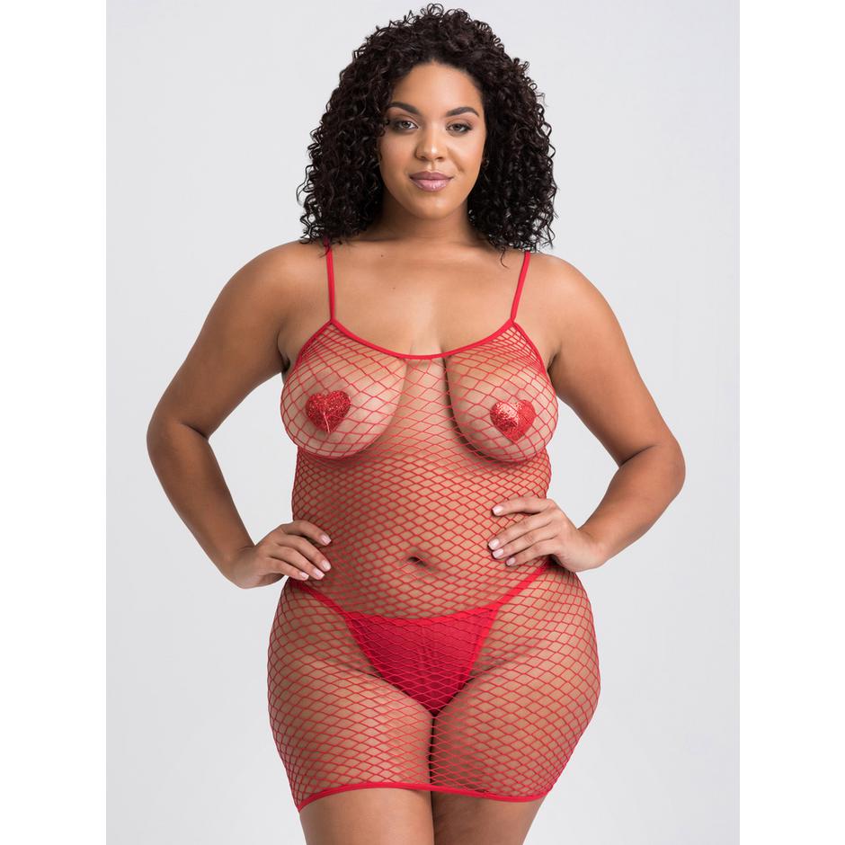 Lovehoney Plus Size Red Fishnet Mini Dress