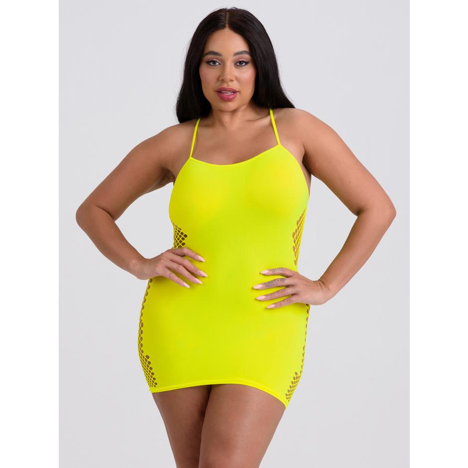 Lovehoney Plus Size Viva Neon Yellow Hourglass Mini Dress