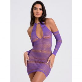 Lovehoney Viva Purple Cut-Out Long Sleeve Mini Dress