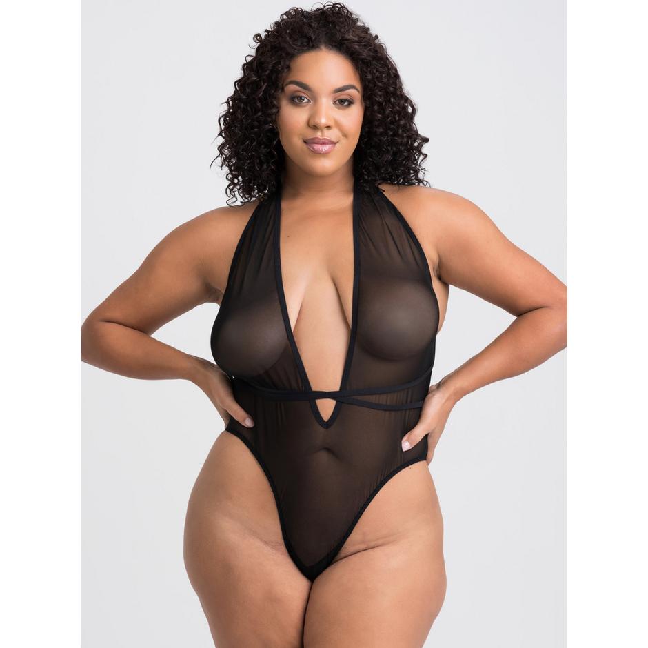 Lovehoney Plus Size Black Sheer Mesh Teddy